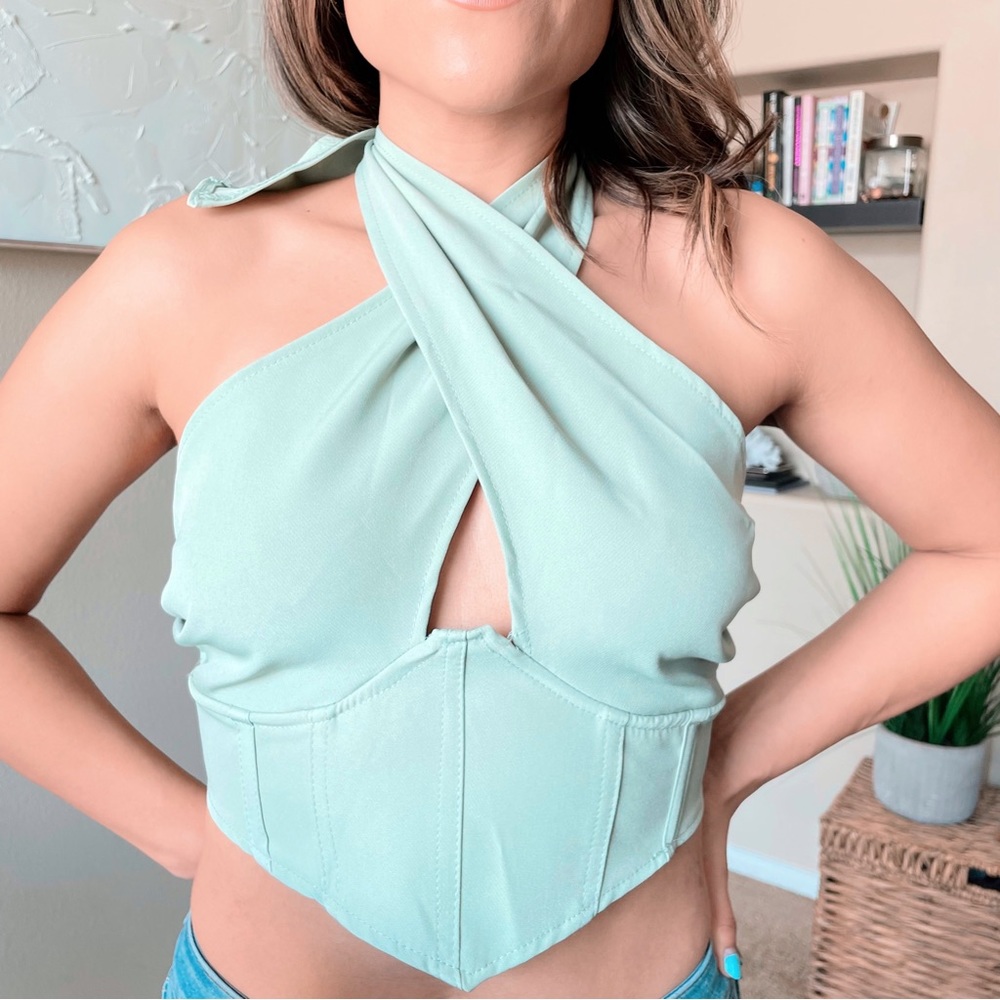 Missguided Mint Halter Crop